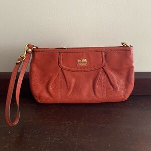 Coach Burnt Orange Leather Wristlet